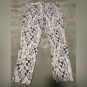 Chico's Black and White Lace Patterned Straight Leg Pants